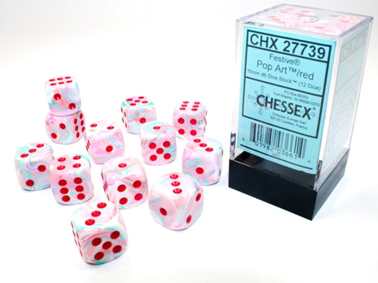 CHX27739 D6: 16mm: Festive: Pop Art/Red | Grognard Games