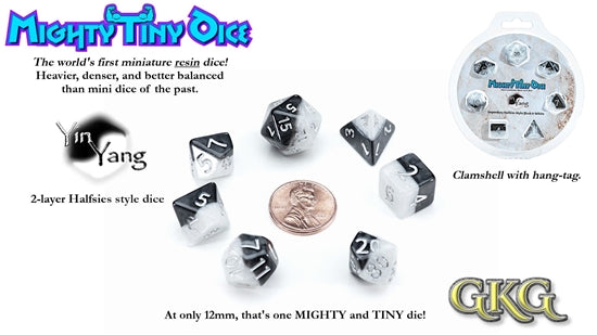 Mighty Tiny Dice: 7 Piece Set - Yin Yang | Grognard Games