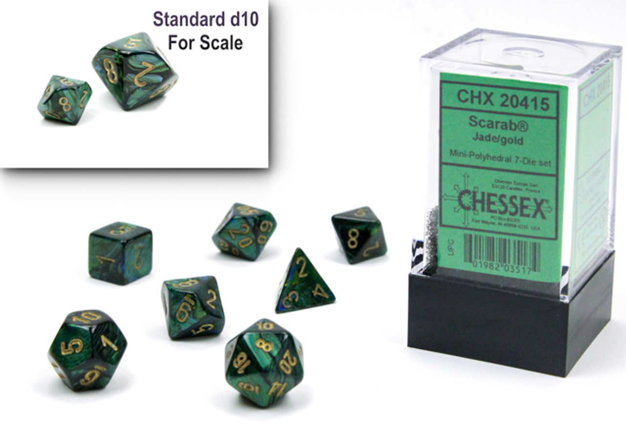 CHX20415 Mini Dice Scarab Jade Gold | Grognard Games