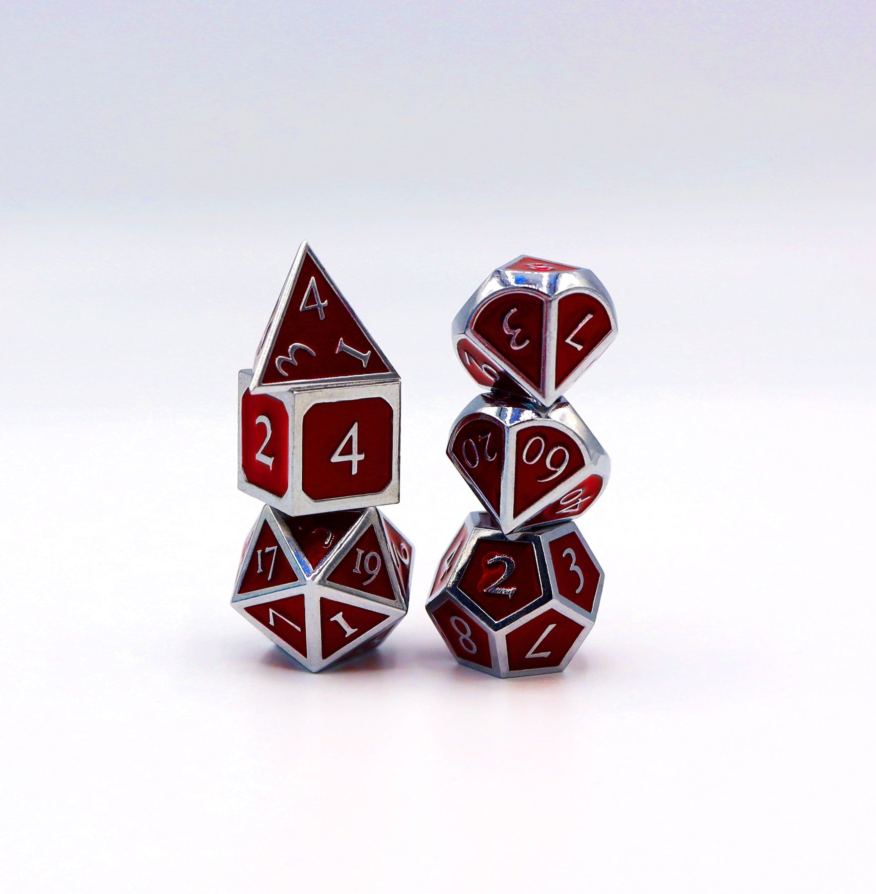 Foam Brain Games SILVER WITH RUBY RPG DICE SET | Grognard Games