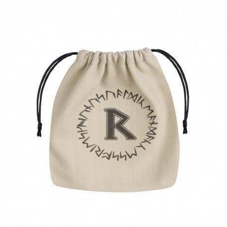 Q Workshop Runic Beige & black Dice Bag | Grognard Games