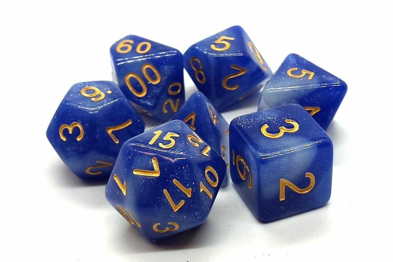 Old School Dice and Accessories Galaxy Dice - Blue and White | Grognard Games