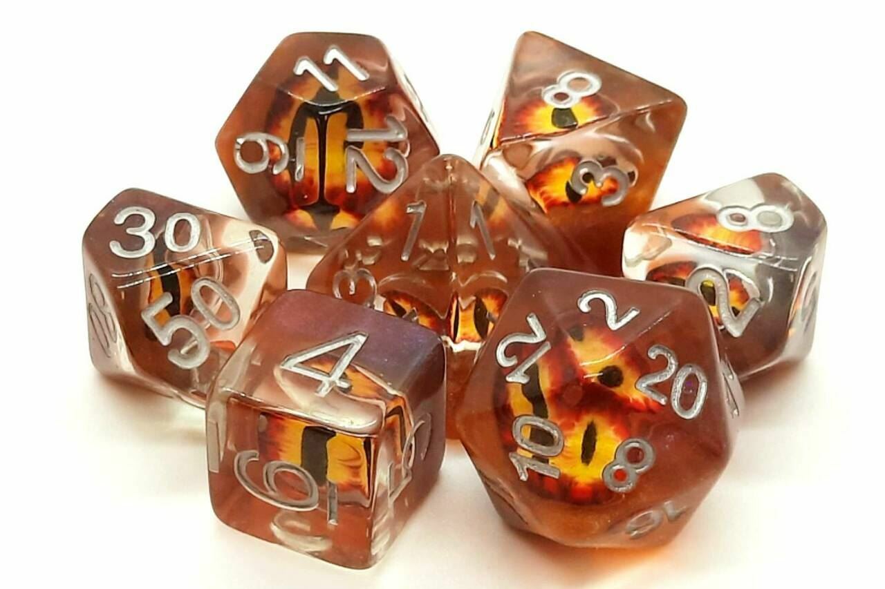 Old School Dice and Accessories Infused Dice - Dragon Eye Brown | Grognard Games