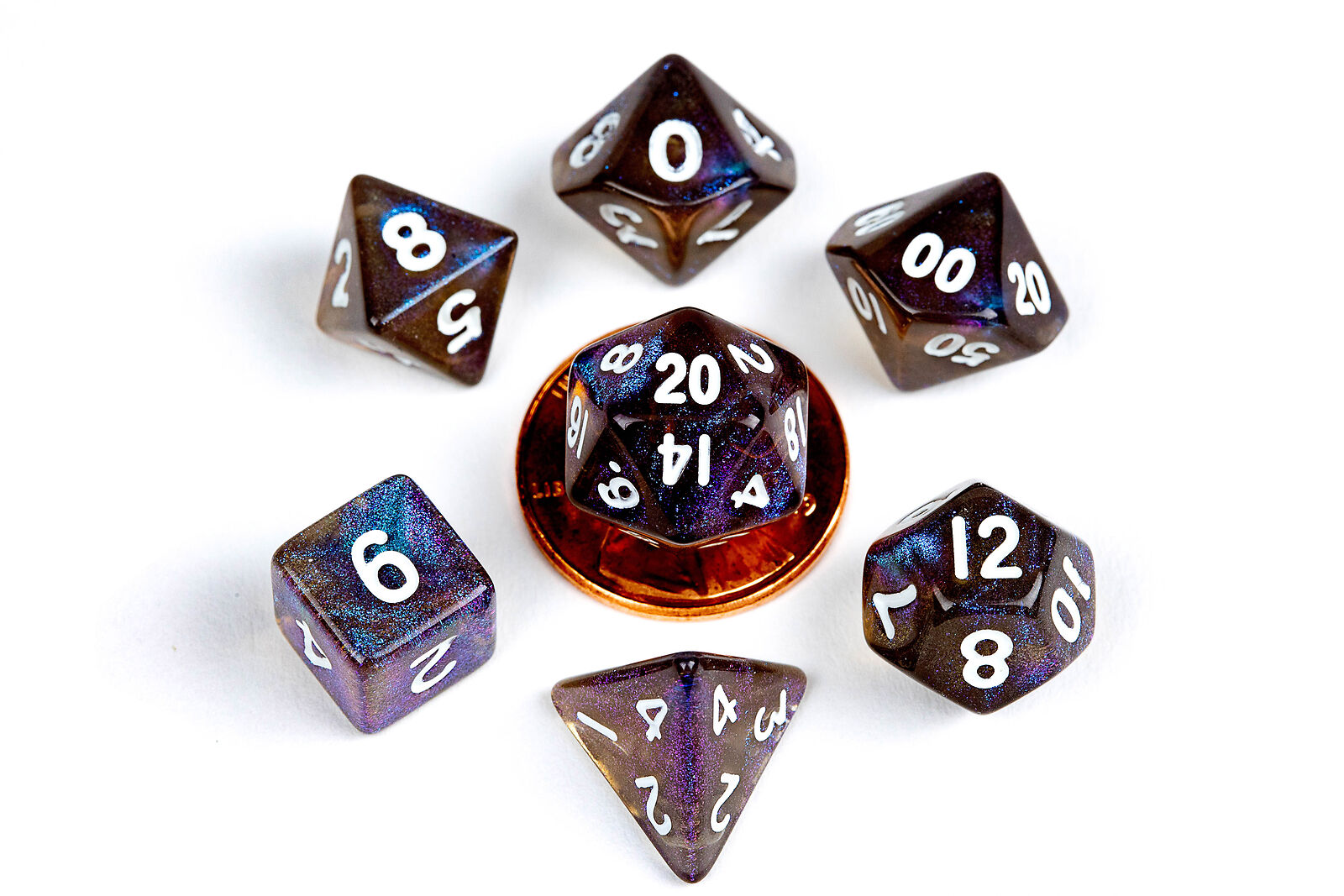 Metallic Dice Games 4175 Stardust Galaxy Mini RPG Dice | Grognard Games