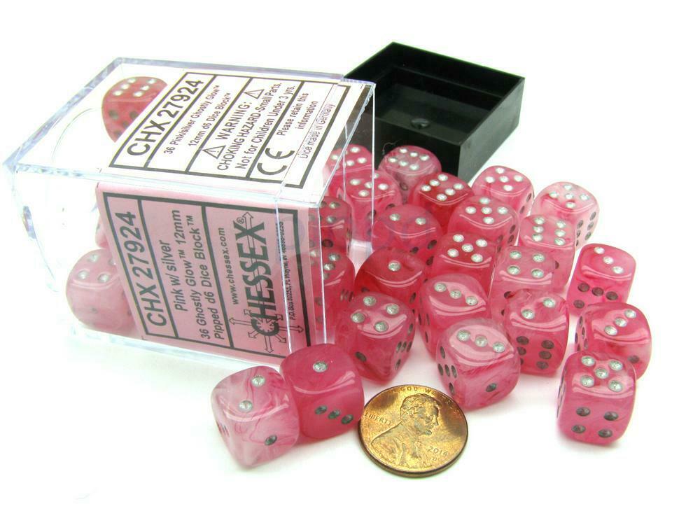 CHX27924 Ghostly glow Pink/silver 36 D6 Set | Grognard Games