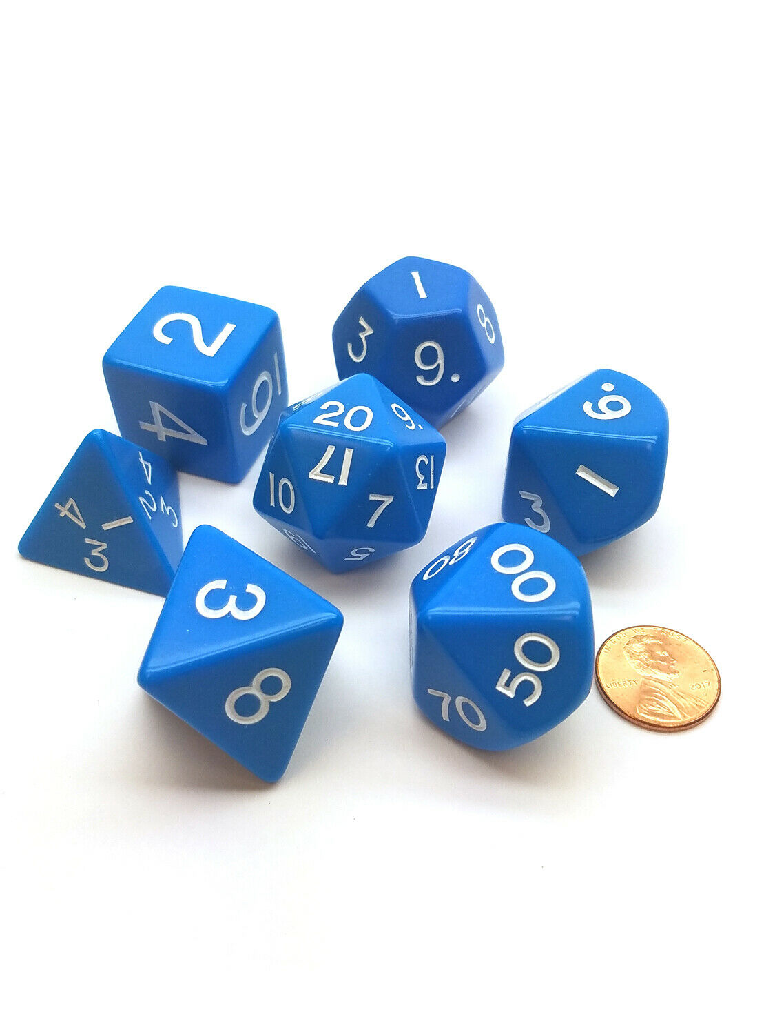 Jumbo Blue/White Polyhedral Dice | Grognard Games