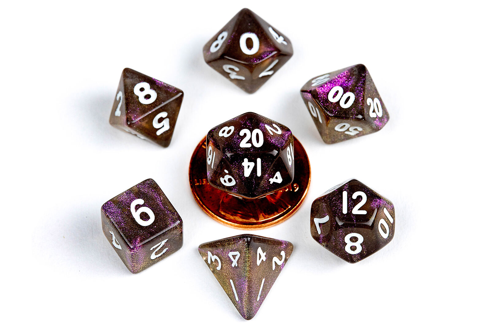 Metallic Dice Games 4174 Stardust Supervolcano Mini RPG Dice | Grognard Games