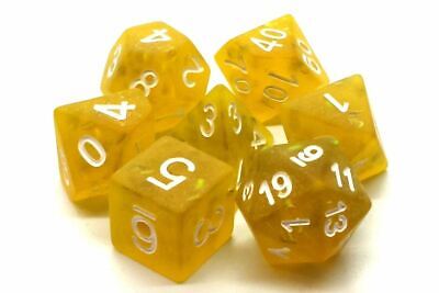 Old School Dice and Accessories Infused Dice - Frosted Firefly Yellow w/White | Grognard Games