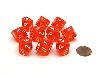 CHX23273 10 D10 Translucent Orange/white | Grognard Games