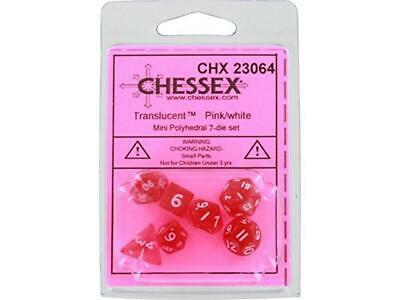 CHX23064 Translucent Pink/White Mini 7-die Set | Grognard Games