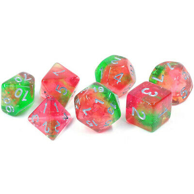 Sirius Emerald Lotus Glowworm 7 Dice-set | Grognard Games