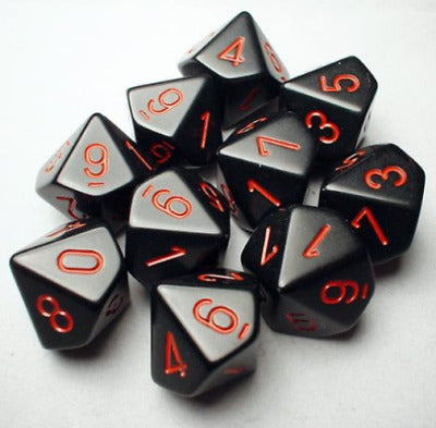 CHX26218 10 D10 Opaque Black/Red | Grognard Games