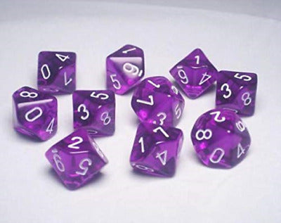 CHX23277 10 D10 Translucent Purple/White | Grognard Games