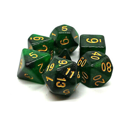 Old School Dice and Accessories Galaxy Dice - Green and Black | Grognard Games