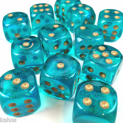 CHX27686 Borealis Teal/Gold 16mm 12 Die Set | Grognard Games