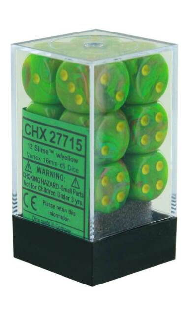 CHX27715 Vortex Slime/Yellow 12 D6 Set | Grognard Games