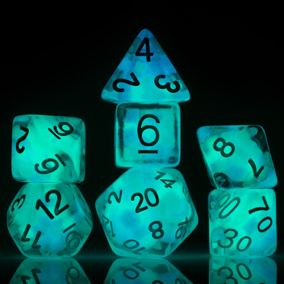 Sirius Cotton Candy Glow Worm 7 Dice-set | Grognard Games