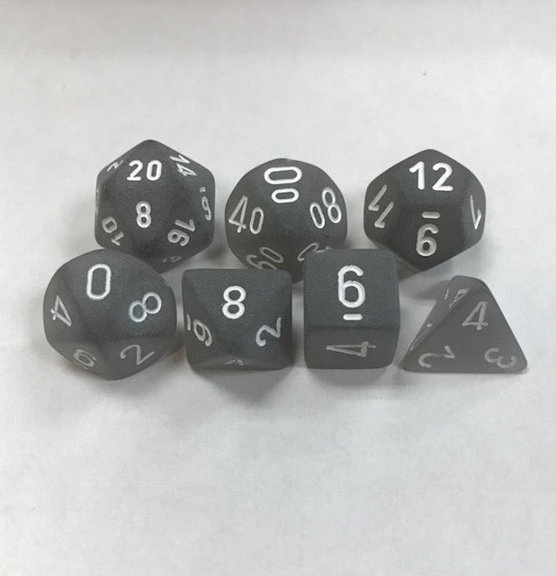 CHXLE431 Frosted Smoke/White - 7 Die Set | Grognard Games