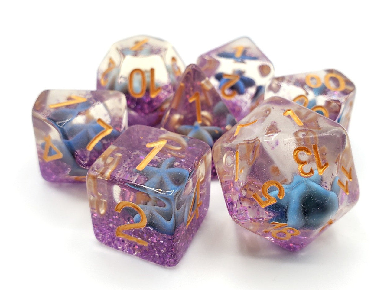 Old School Dice and Accessories Animal Kingdom Dice - Blue Starfish | Grognard Games