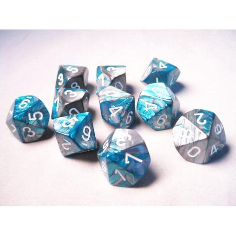 CHX26256 10 D10 Gemini Steel-Teal/White | Grognard Games