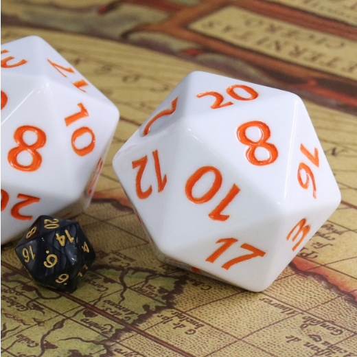 55MM TITAN D20 - WHITE WITH Orange | Grognard Games