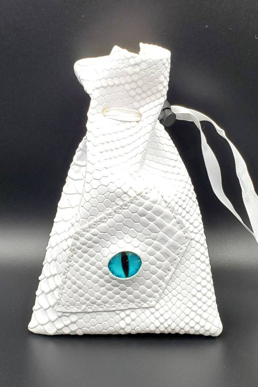 Old School Dice and Accessories Dragon Eye Dice Bag - White Dragon | Grognard Games