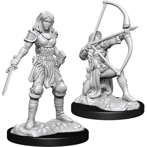 WizKids 903261 Pathfinder Battles Deep Cuts Unpainted Minis: W15 Female Human Fighter | Grognard Games