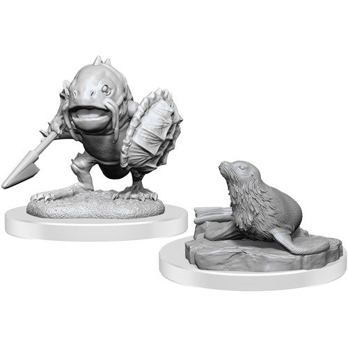 WizKids 904183 D&D Nolzur's Marvelous Unpainted Minis: W20 Locathah & Seal | Grognard Games